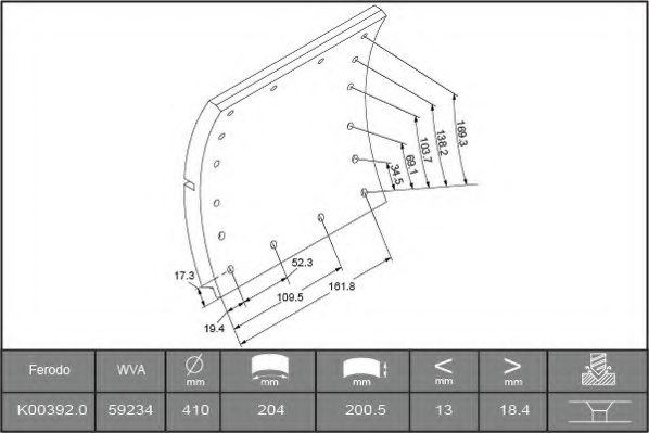 FERODO K00392.0TG Brake Lining Kit, drum brake